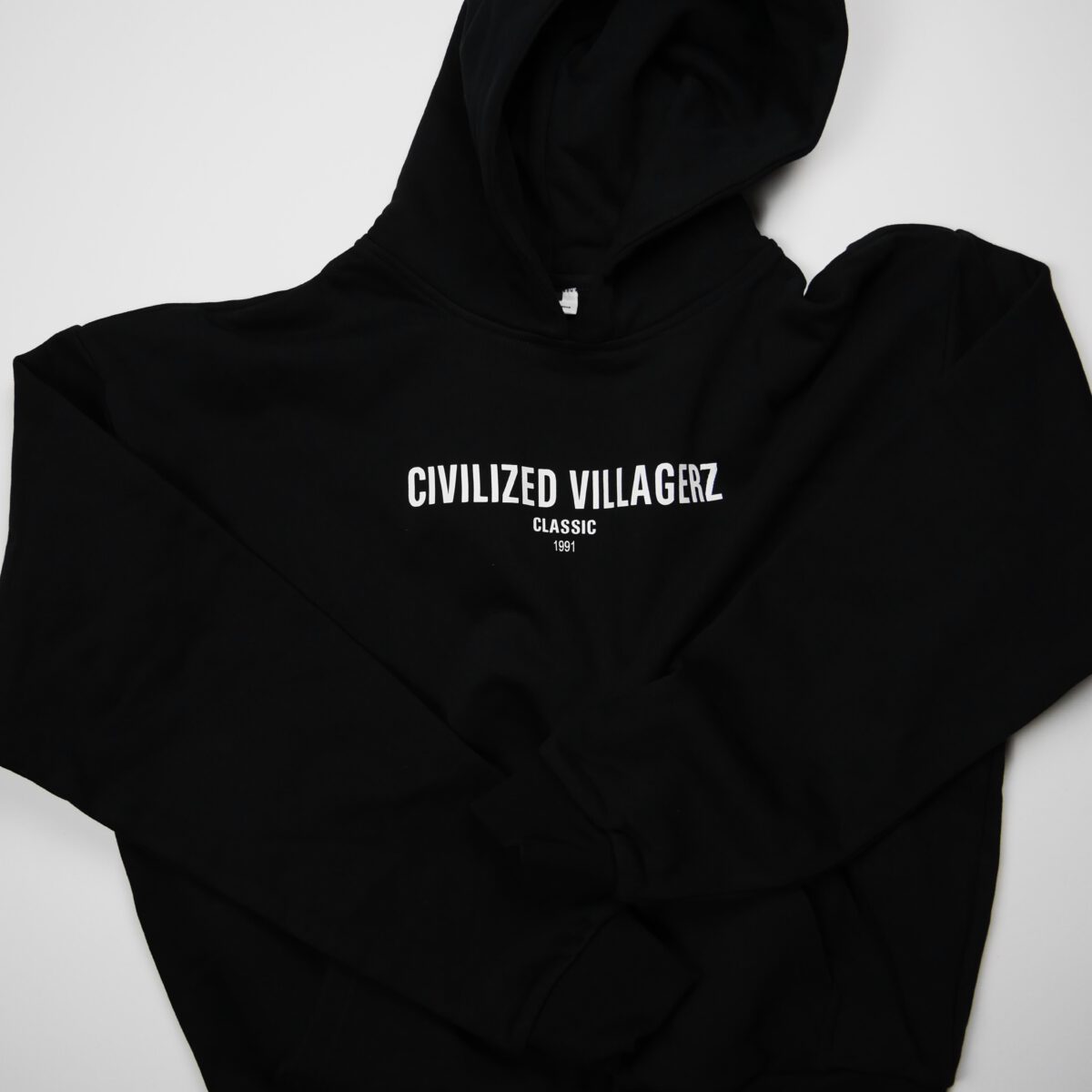 black hoodie front shot 2